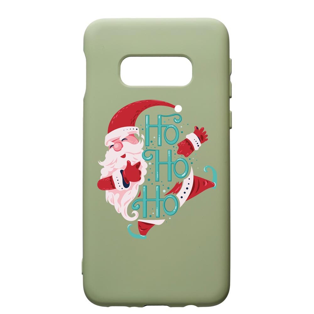 Husa Premium Silicon Compatibila Cu Samsung Galaxy S10, HoHoHo Santa Claus, cu interiorul din material textil, protectie camera, Beryl, PGR869