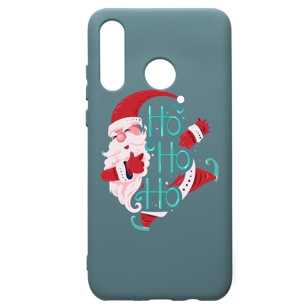 Husa Premium Silicon Compatibila Cu Huawei P30 Lite, HoHoHo Santa Claus, silicon, cu interiorul din material textil, protectie camera, Cornflower, PCF869
