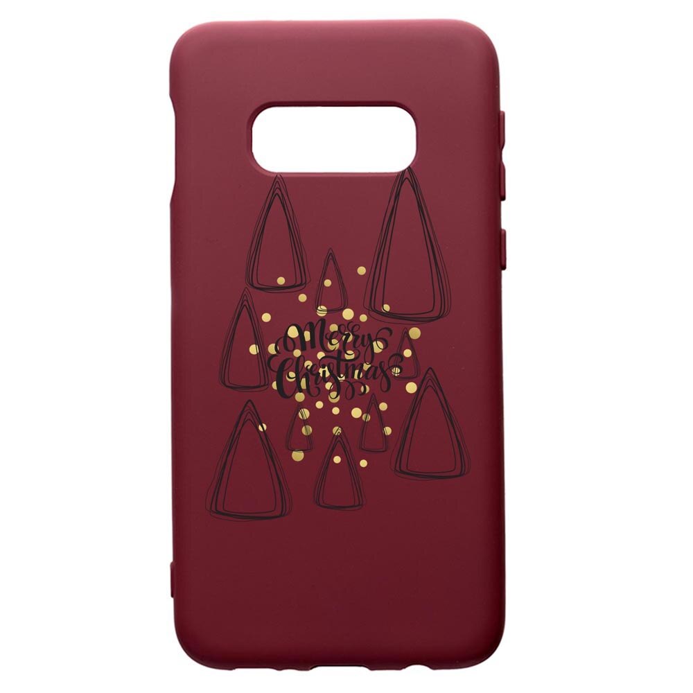 Husa Premium Silicon compatibila cu Samsung Galaxy S8, Minimalist Merry Chirstmas, cu interiorul din material textil, protectie camera, Burgundy, PBR870