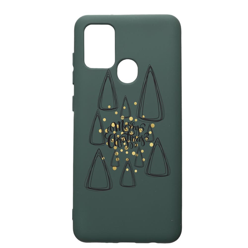 Husa Premium Silicon Compatibila Cu Huawei P Smart 2020, Minimalist Merry Chirstmas, cu interiorul din material textil, protectie camera, Forest Green, PFG870