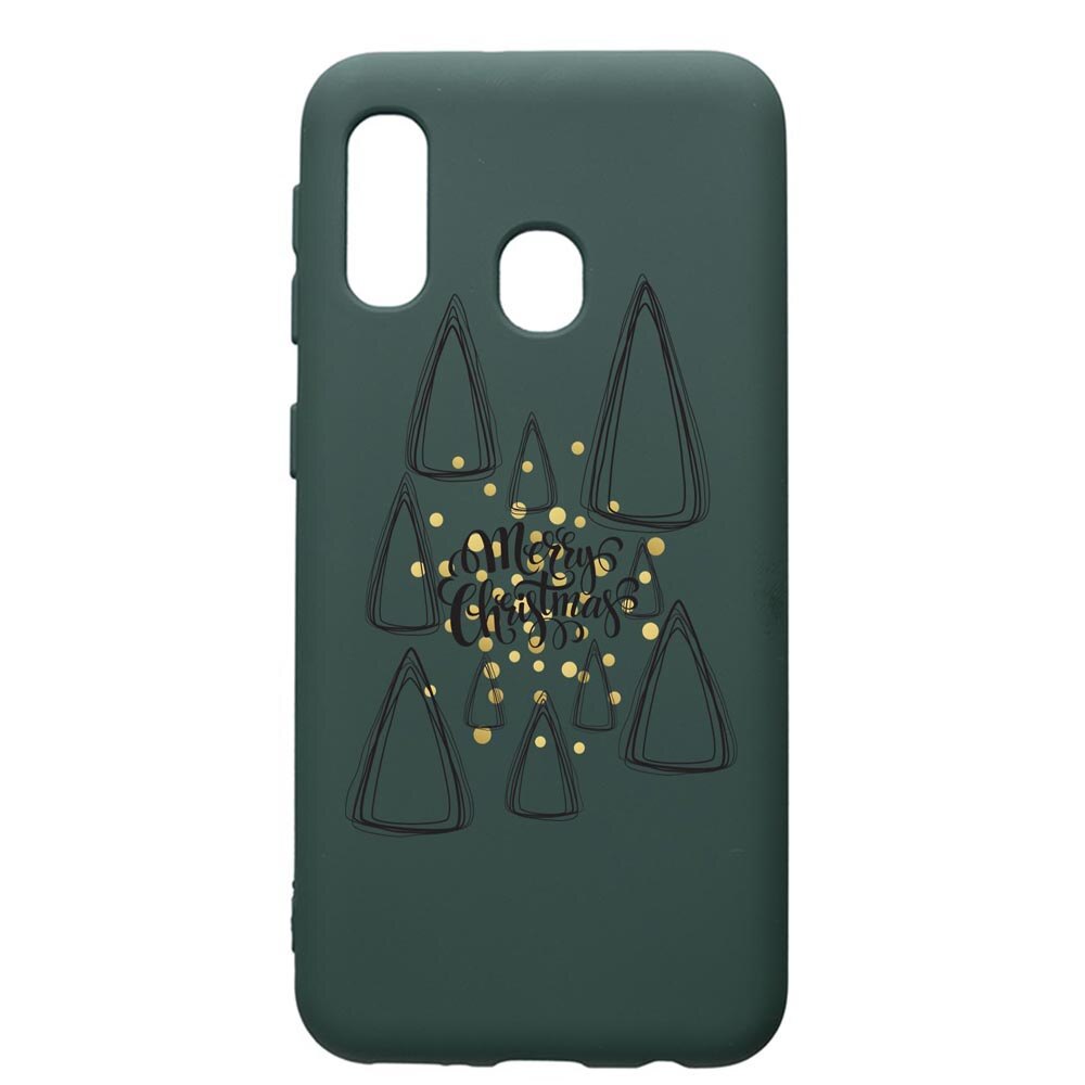 Husa Premium Silicon Compatibila Cu Samsung Galaxy A20E, Minimalist Merry Chirstmas, cu interiorul din material textil, protectie camera, Forest Green, PFG870