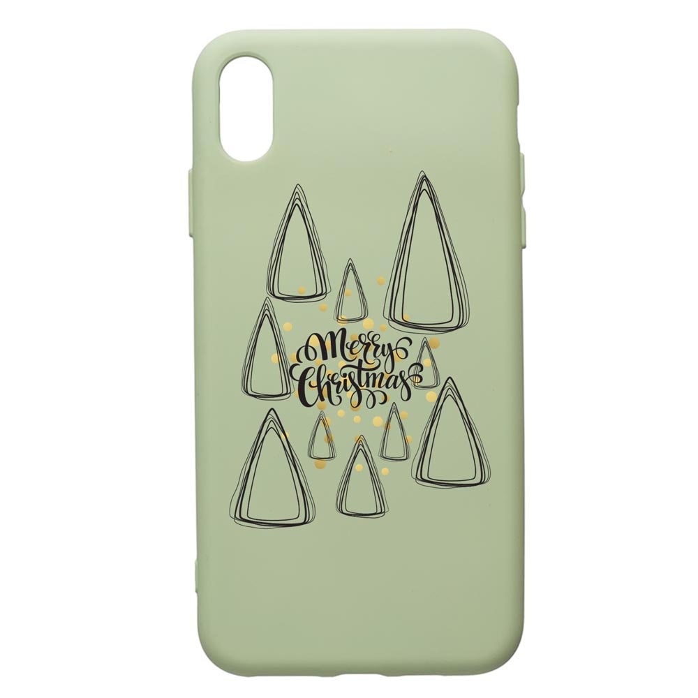 Husa Premium Silicon Compatibila Cu Apple iPhone XS Max, Minimalist Merry Chirstmas, cu interiorul din material textil, protectie camera, Beryl, PGR870