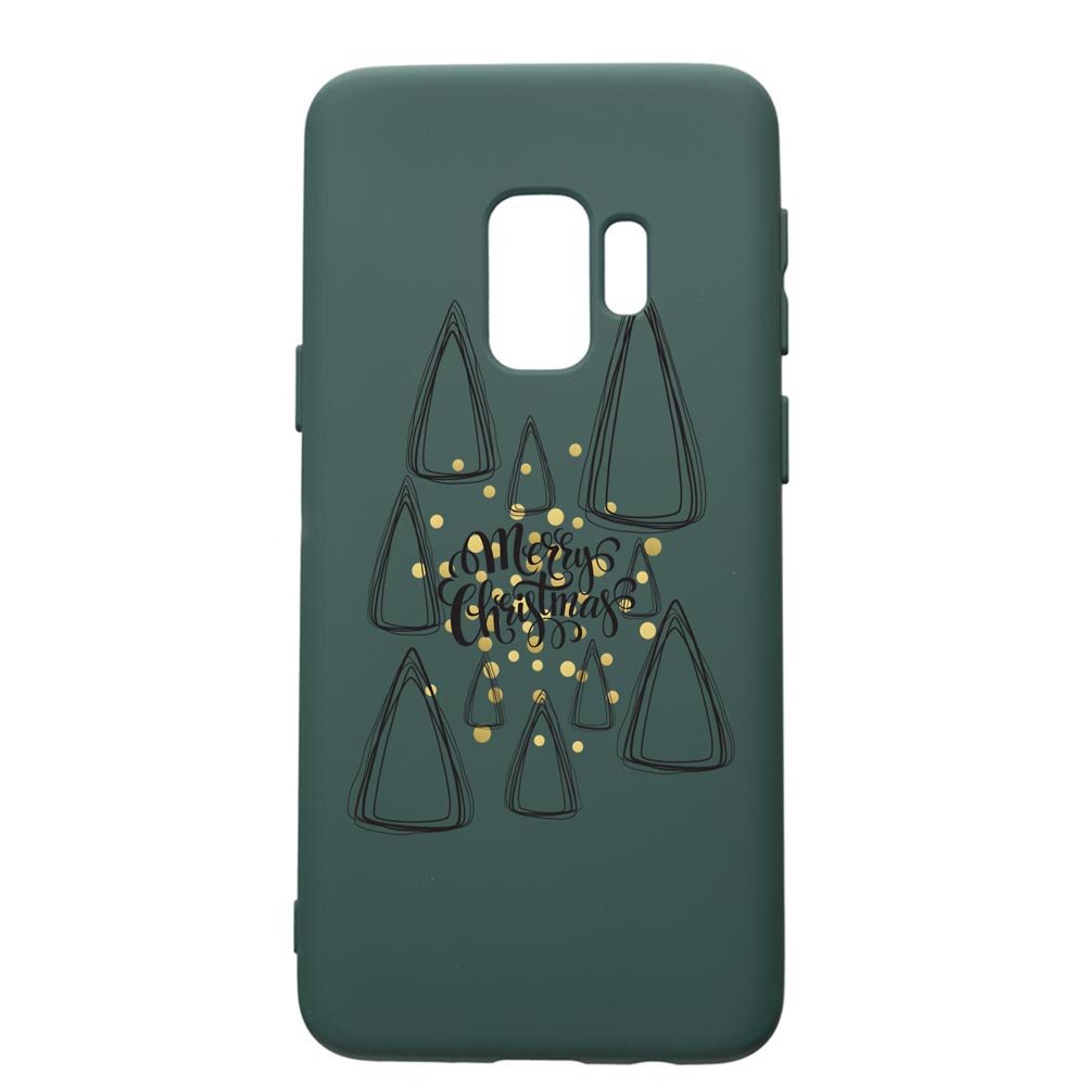 Husa Premium Silicon Compatibila Cu Samsung Galaxy S9, Minimalist Merry Chirstmas, cu interiorul din material textil, protectie camera, Forest Green, PFG870