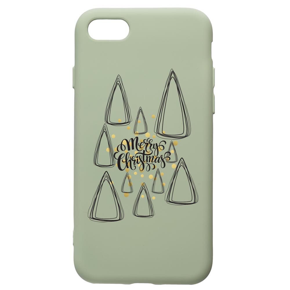 Husa Premium Silicon Compatibila Cu Apple iPhone SE 2 / iPhone 8 / iPhone 7, Minimalist Merry Chirstmas, cu interiorul din material textil, protectie camera, Beryl, PGR870