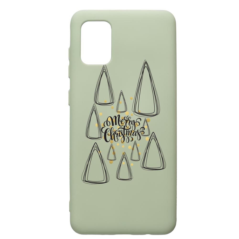 Husa Premium Silicon Compatibila Cu Samsung Galaxy A31, Minimalist Merry Chirstmas, cu interiorul din material textil, protectie camera, Beryl, PGR870