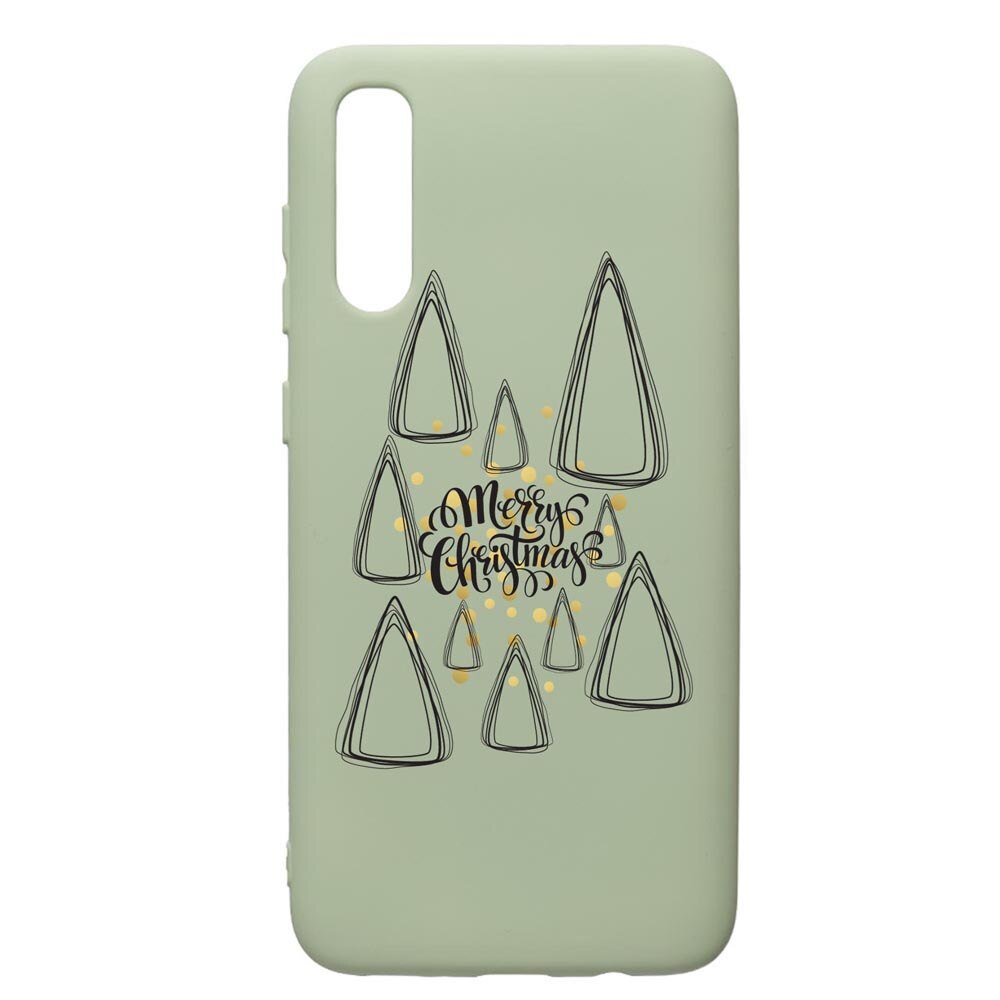 Husa Premium Silicon Compatibila Cu Samsung Galaxy A70, Minimalist Merry Chirstmas, cu interiorul din material textil, protectie camera, Beryl, PGR870