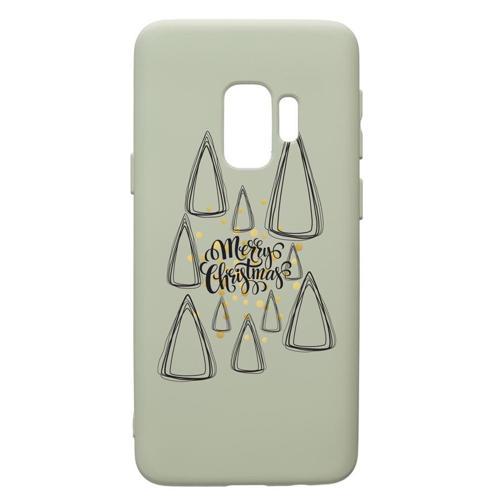Husa Premium Silicon Compatibila Cu Samsung Galaxy S9, Minimalist Merry Chirstmas, cu interiorul din material textil, protectie camera, Beryl, PGR870