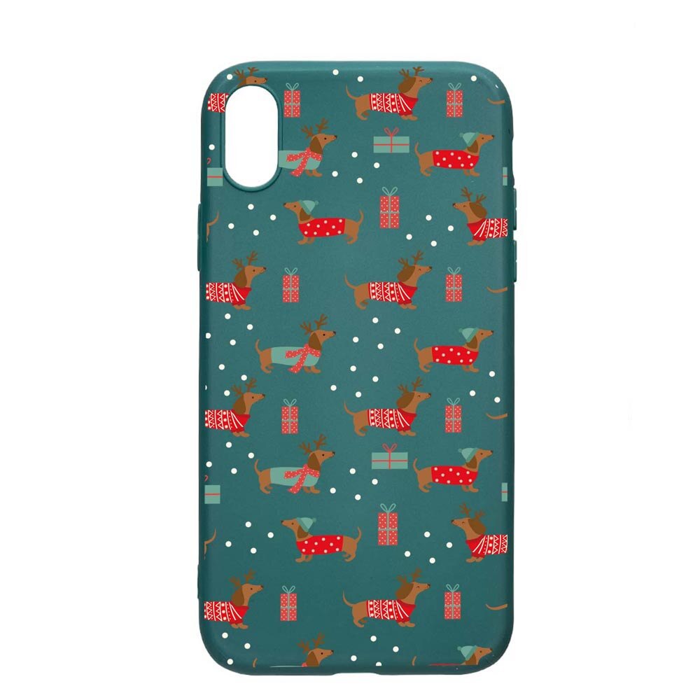 Husa Silicon Compatibila cu Samsung Galaxy A10, Dachshund Christmas, rezistenta la uzura, anti-alunecare, ForestGreen, FG871