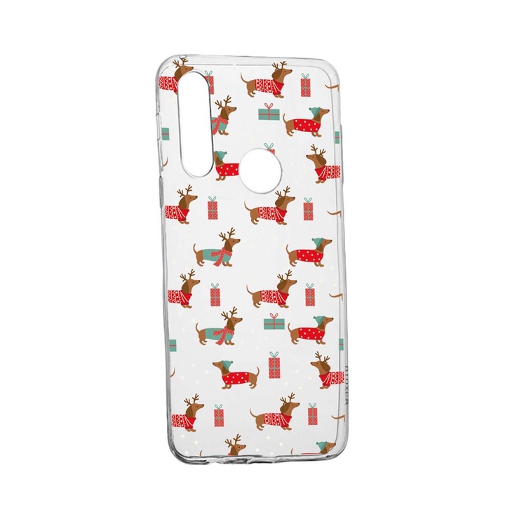 Husa Silicon Compatibila Cu Huawei Y7p, Dachshund Christmas, rezistenta la uzura, anti-alunecare, 871