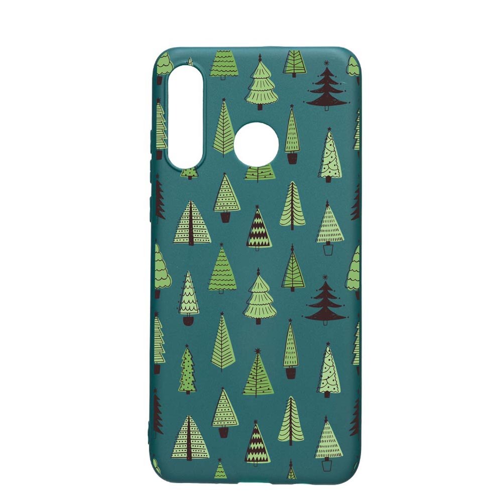Husa Silicon Compatibila cu Huawei P30 Lite, Christmas Tree Shapes, rezistenta la uzura, anti-alunecare, ForestGreen, FG872