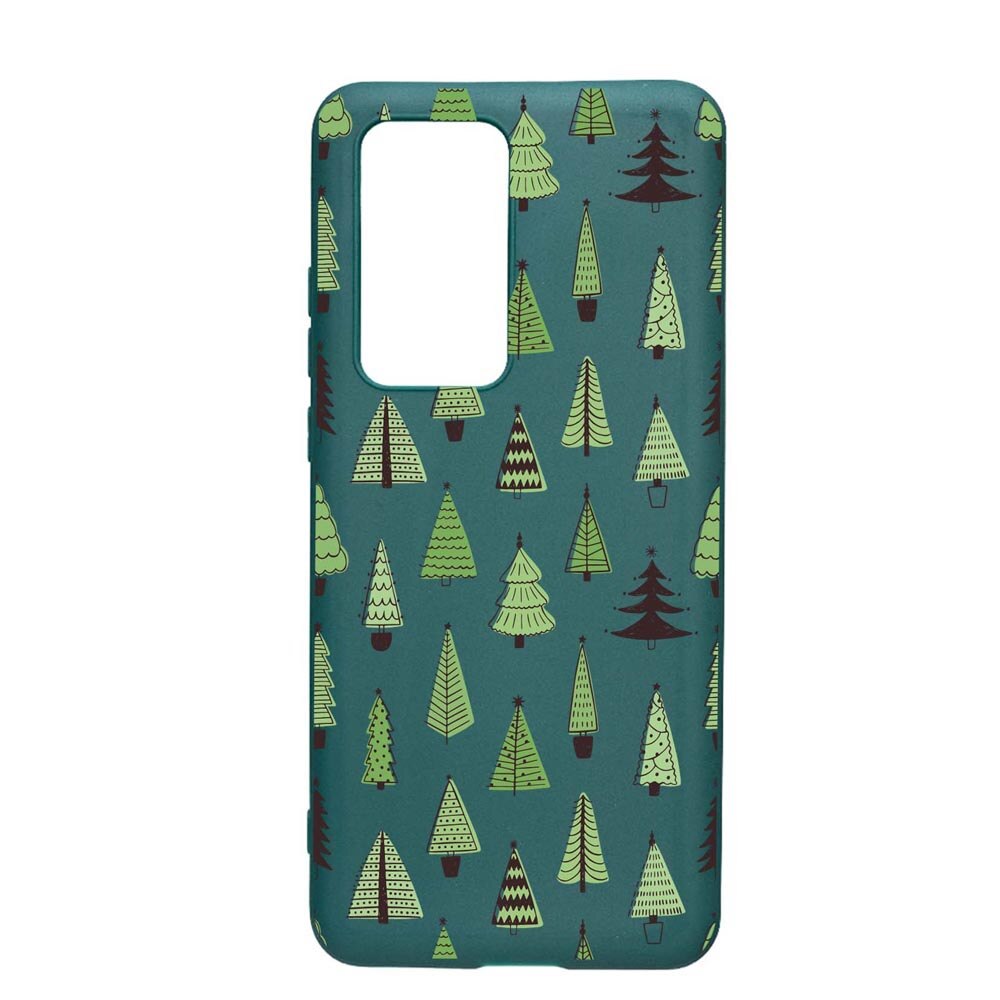 Husa Silicon Compatibila cu Samsung Galaxy S20 FE 4G, Christmas Tree Shapes, rezistenta la uzura, anti-alunecare, ForestGreen, FG872