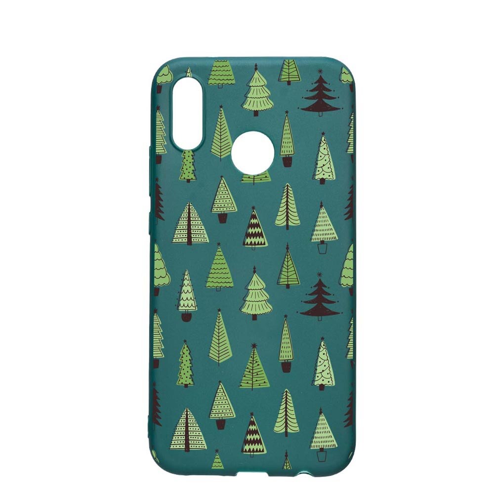 Husa Silicon Compatibila cu Samsung Galaxy A40, Christmas Tree Shapes, rezistenta la uzura, anti-alunecare, ForestGreen, FG872