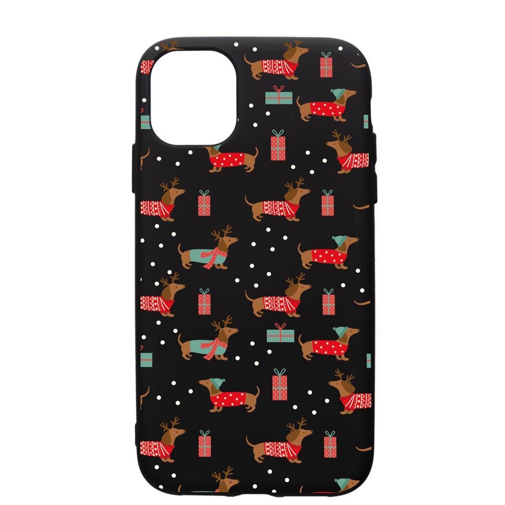 Husa Premium Silicon Compatibila Cu Apple iPhone 12, Dachsund Christmas, silicon, cu interiorul din material textil, protectie camera, PB871