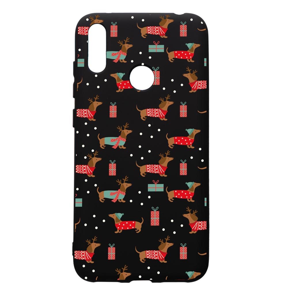 Husa Premium Silicon Compatibila Cu Huawei Y7 2019, Dachsund Christmas, silicon, cu interiorul din material textil, protectie camera, PB871