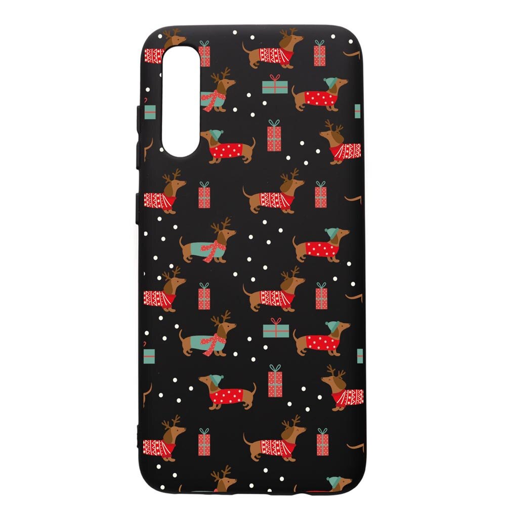 Husa Premium Silicon Compatibila Cu Samsung Galaxy A50, Dachsund Christmas, silicon, cu interiorul din material textil, protectie camera, PB871