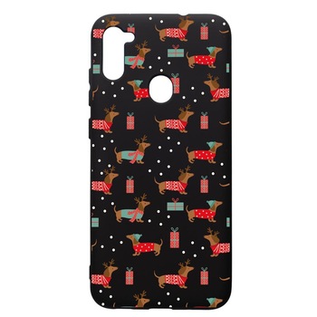 Husa Premium Silicon Compatibila Cu Samsung Galaxy A11, Dachsund Christmas, silicon, cu interiorul din material textil, protectie camera, PB871 Husa Premium Silicon Compatibila Cu Samsung Galaxy A11, Dachsund Christmas, silicon, cu interiorul din material textil, protectie camera, PB871