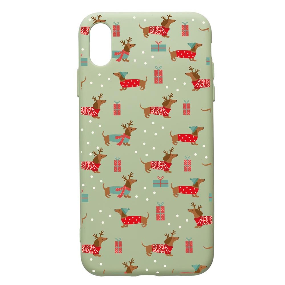 Husa Premium Silicon Compatibila Cu Apple iPhone XR, Dachsund Christmas, cu interiorul din material textil, protectie camera, Beryl, PGR871