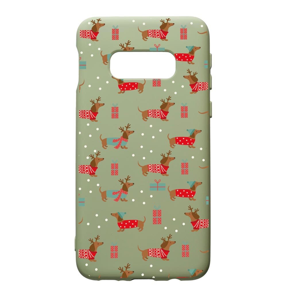 Husa Premium Silicon Compatibila Cu Samsung Galaxy S10, Dachsund Christmas, cu interiorul din material textil, protectie camera, Beryl, PGR871
