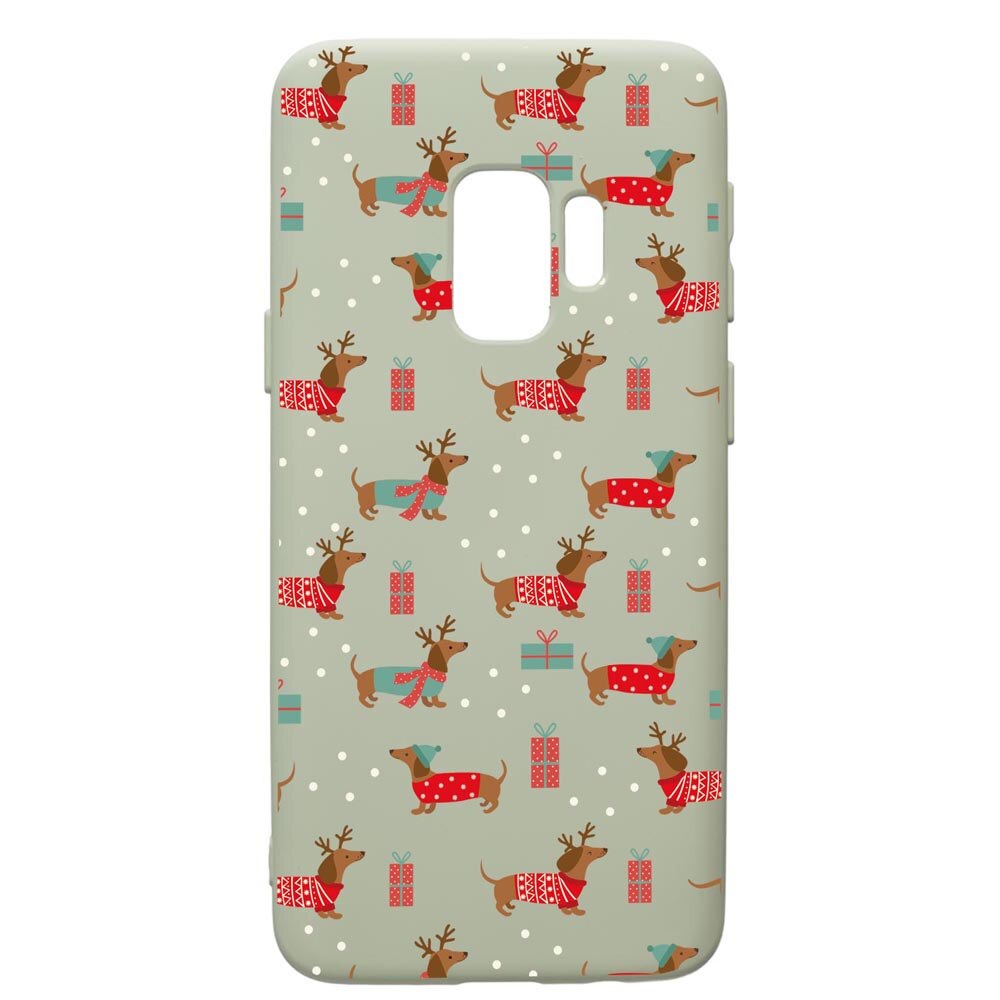 Husa Premium Silicon Compatibila Cu Samsung Galaxy S9, Dachsund Christmas, cu interiorul din material textil, protectie camera, Beryl, PGR871