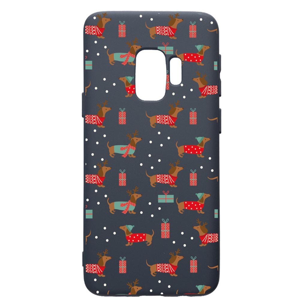 Husa Premium Silicon Compatibila Cu Samsung Galaxy S9, Dachsund Christmas, cu interiorul din material textil, protectie camera, Alaskan Blue, PAB871