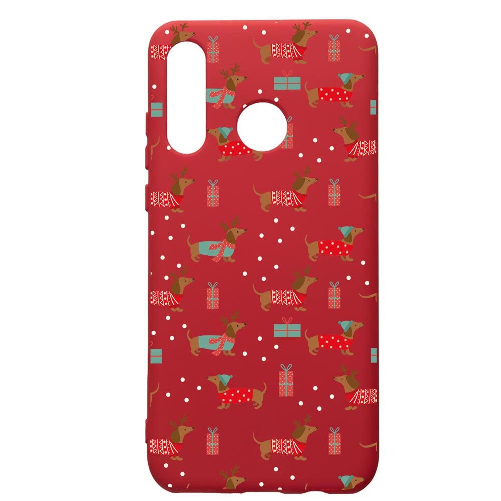 Husa Premium Silicon Compatibila Cu Huawei P30 Lite, Dachsund Christmas, silicon, cu interiorul din material textil, protectie camera, Red, PR871