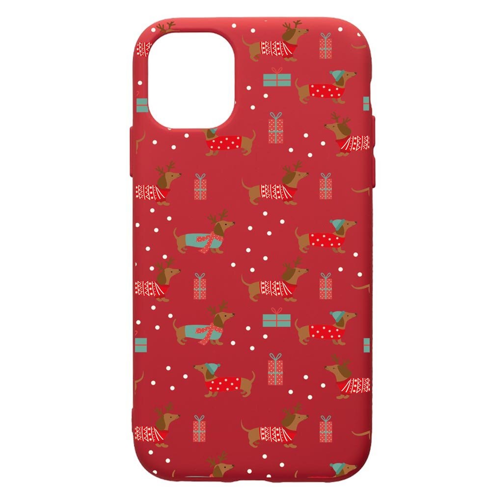 Husa Premium Silicon Compatibila Cu Apple iPhone 12 Mini, Dachsund Christmas, silicon, cu interiorul din material textil, protectie camera, Red, PR871