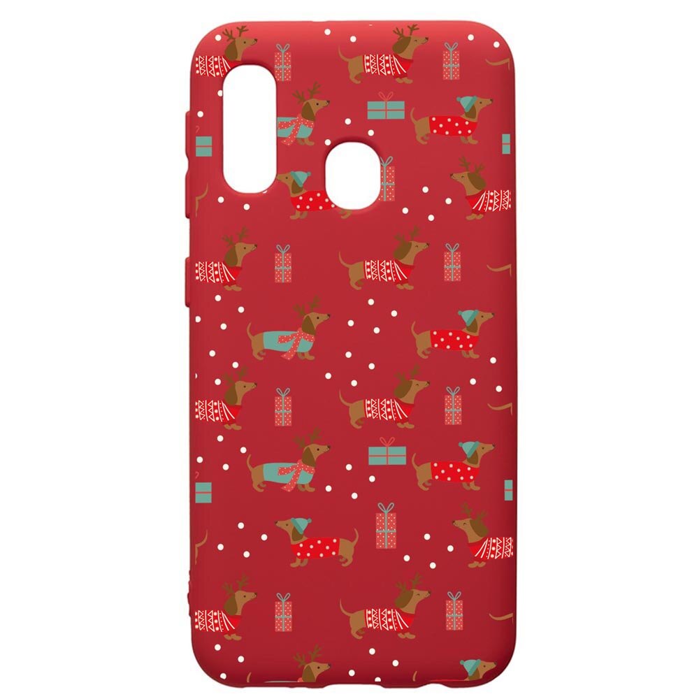 Husa Premium Silicon Compatibila Cu Samsung Galaxy A20E, Dachsund Christmas, silicon, cu interiorul din material textil, protectie camera, Red, PR871