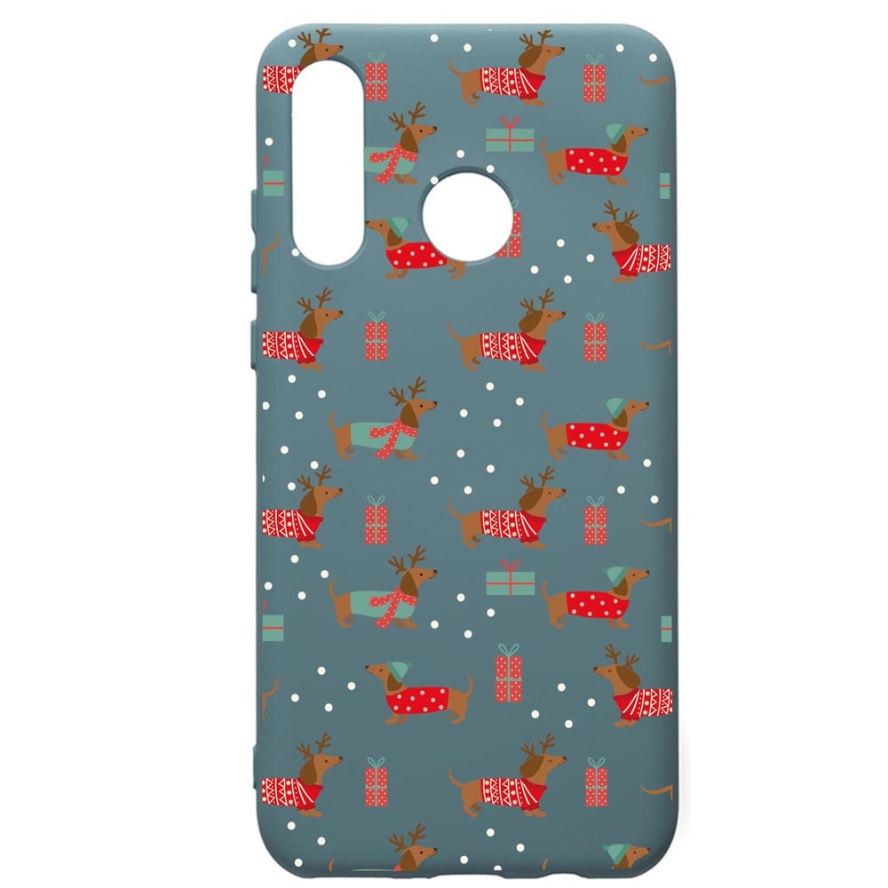 Husa Premium Silicon Compatibila Cu Huawei P30 Lite, Dachsund Christmas, silicon, cu interiorul din material textil, protectie camera, Cornflower, PCF871