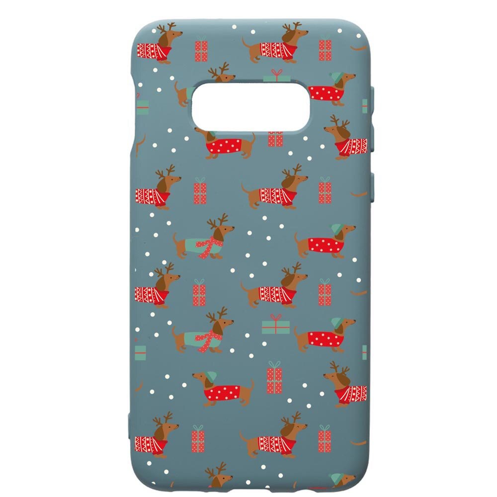Husa Premium Silicon Compatibila Cu Samsung Galaxy S10, Dachsund Christmas, silicon, cu interiorul din material textil, protectie camera, Cornflower, PCF871