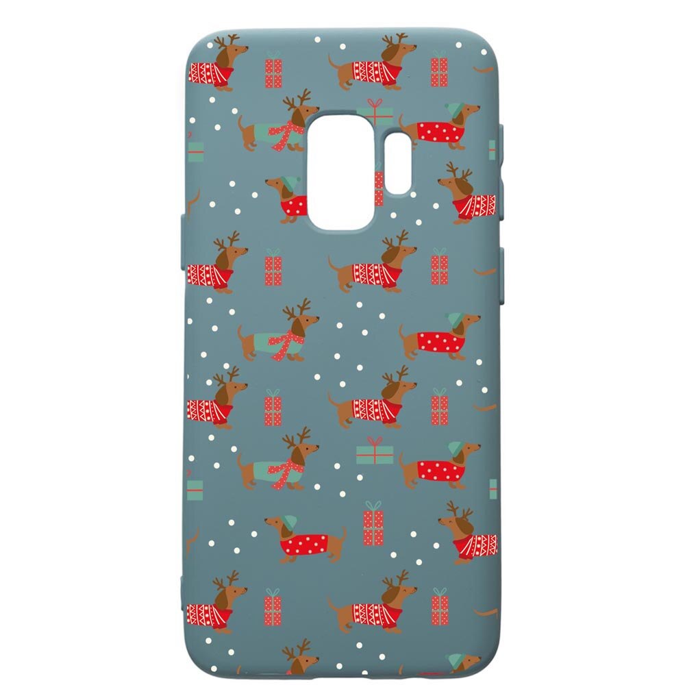 Husa Premium Silicon Compatibila Cu Samsung Galaxy S9, Dachsund Christmas, silicon, cu interiorul din material textil, protectie camera, Cornflower, PCF871