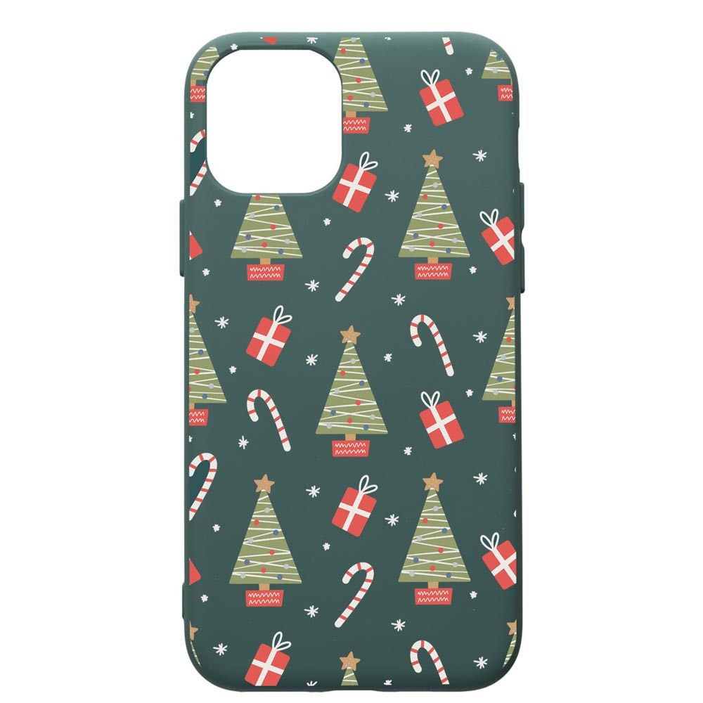 Husa Premium Silicon Compatibila Cu Apple iPhone 11 Pro, Christmas Pattern, cu interiorul din material textil, protectie camera, Forest Green, PFG873