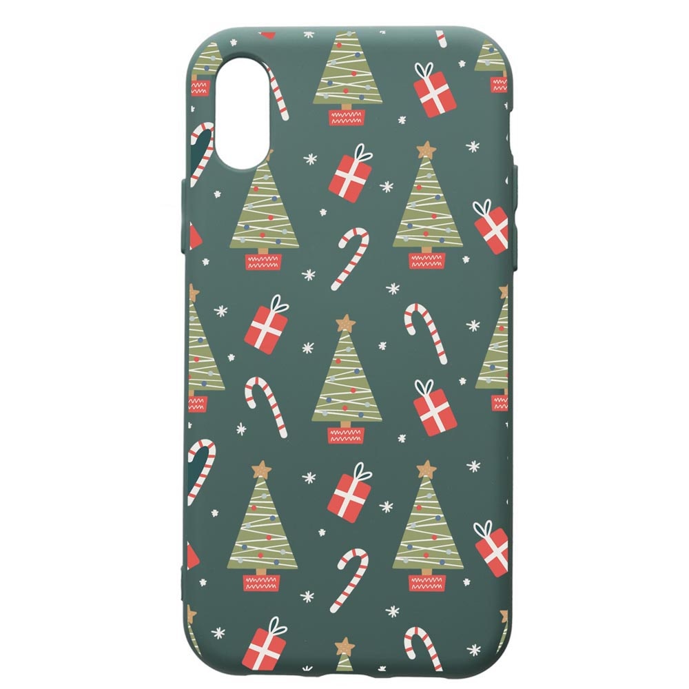 Husa Premium Silicon Compatibila Cu Samsung Galaxy A10, Christmas Pattern, cu interiorul din material textil, protectie camera, Forest Green, PFG873