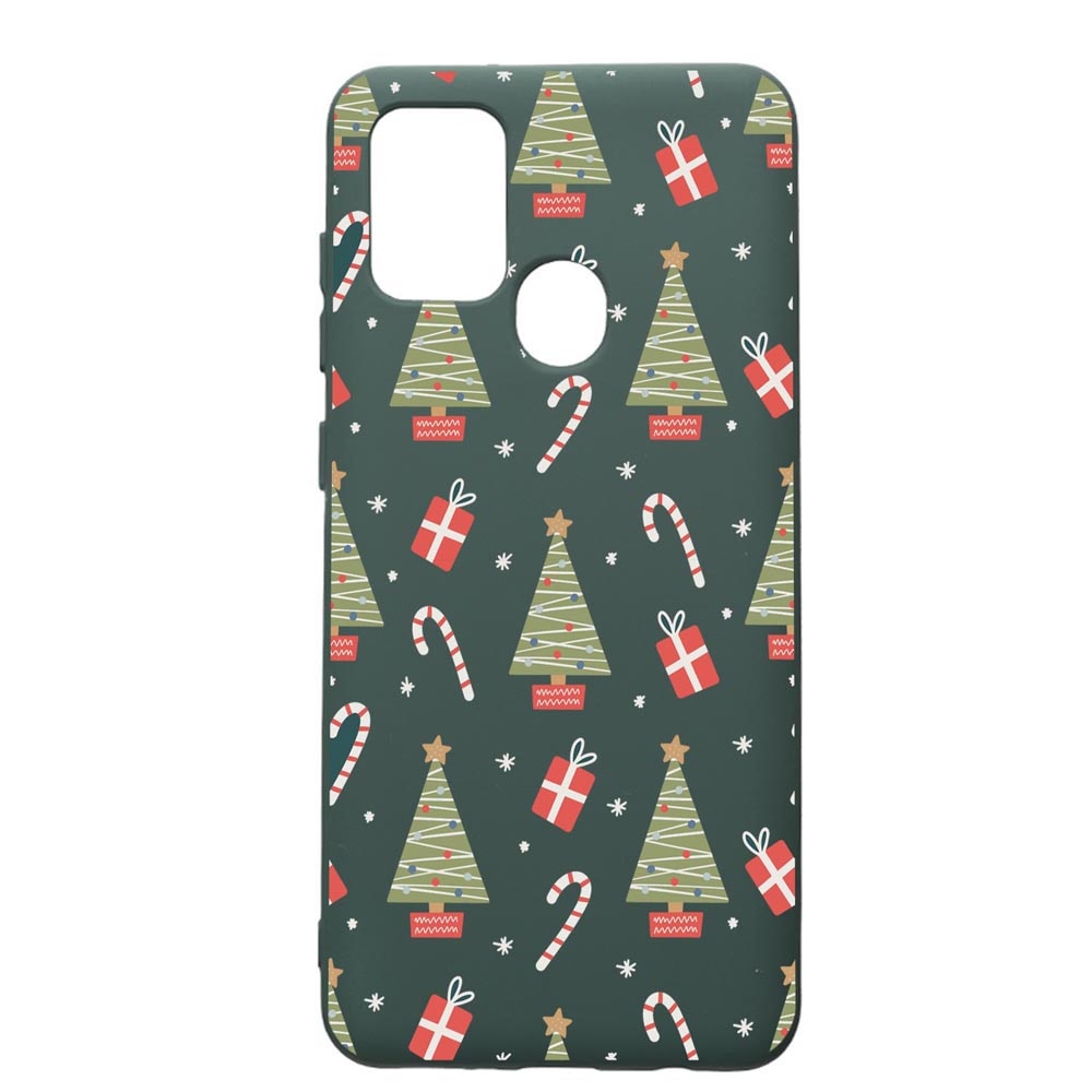 Husa Premium Silicon Compatibila Cu Huawei P Smart 2020, Christmas Pattern, cu interiorul din material textil, protectie camera, Forest Green, PFG873