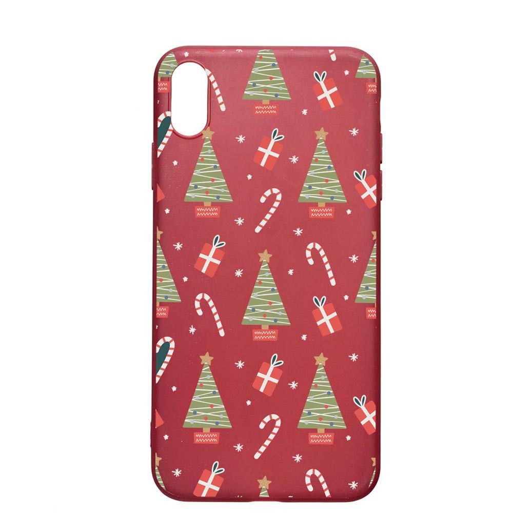 Husa Silicon Compatibila cu Apple iPhone XS Max, Christmas Pattern, rezistenta la uzura, anti-alunecare, Pomegranate, PG873