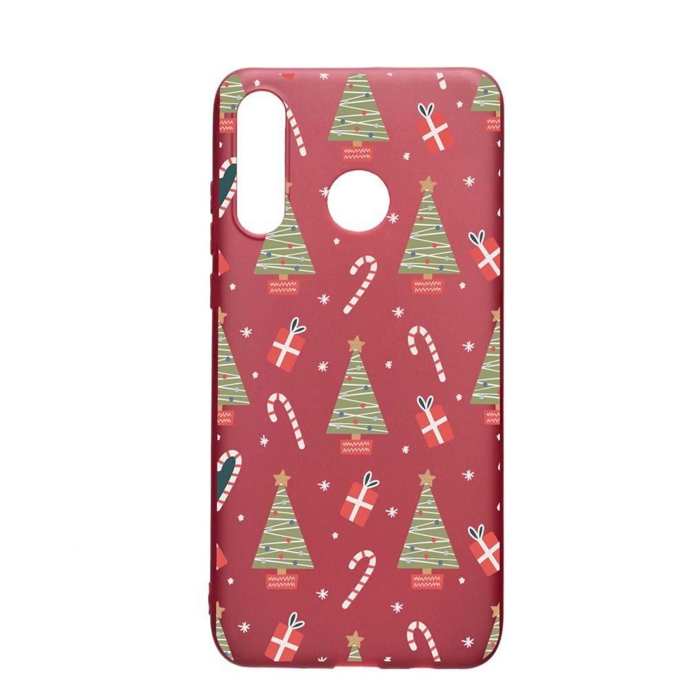 Husa Silicon Compatibila cu Huawei P30 Lite, Christmas Pattern, rezistenta la uzura, anti-alunecare, Pomegranate, PG873