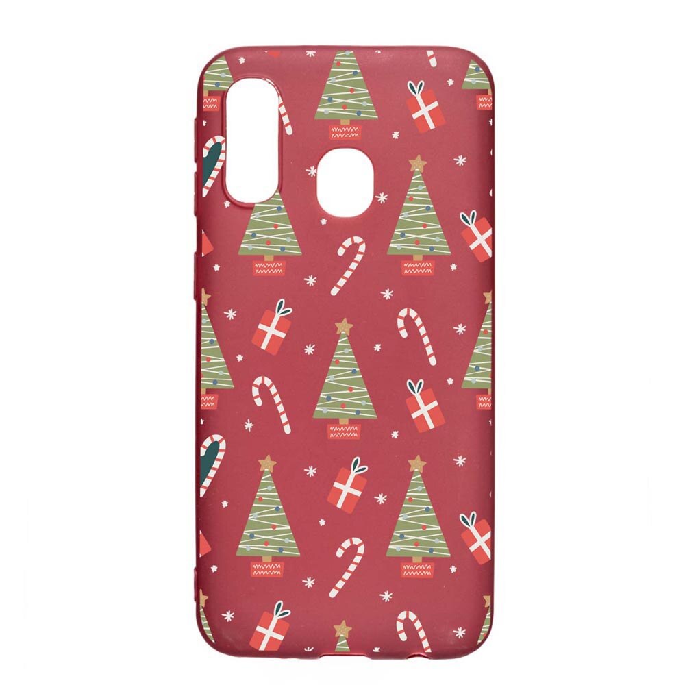 Husa Silicon Compatibila cu Samsung Galaxy A40, Christmas Pattern, rezistenta la uzura, anti-alunecare, Pomegranate, PG873
