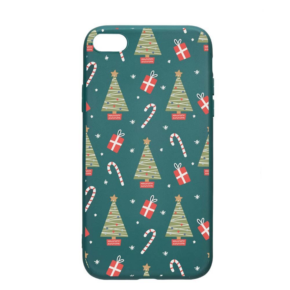 Husa Silicon Compatibila cu Apple iPhone SE 2 / iPhone 8 / iPhone 7, Christmas Pattern, rezistenta la uzura, anti-alunecare, ForestGreen, FG873