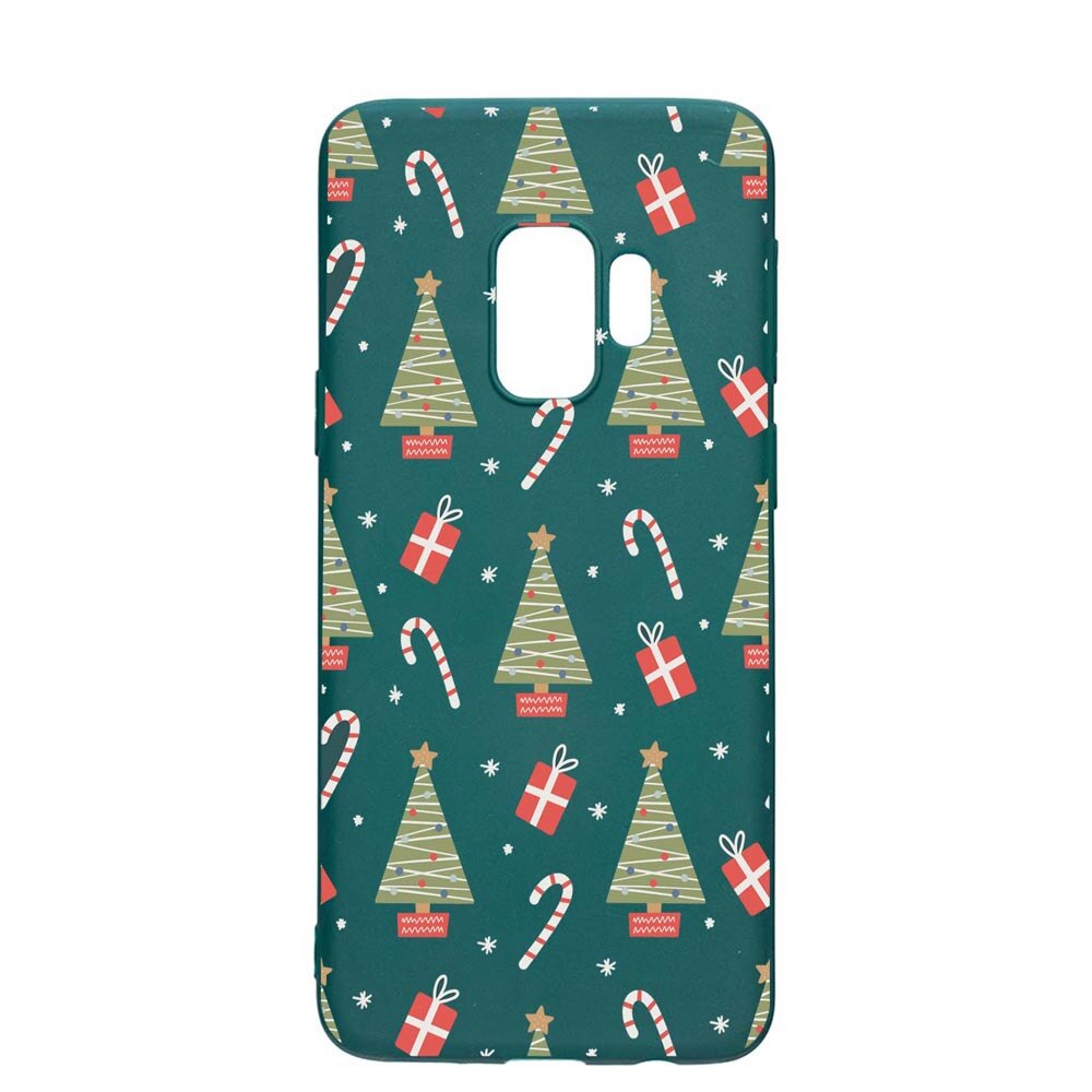 Husa Silicon Compatibila cu Samsung Galaxy S9, Christmas Pattern, rezistenta la uzura, anti-alunecare, ForestGreen, FG873