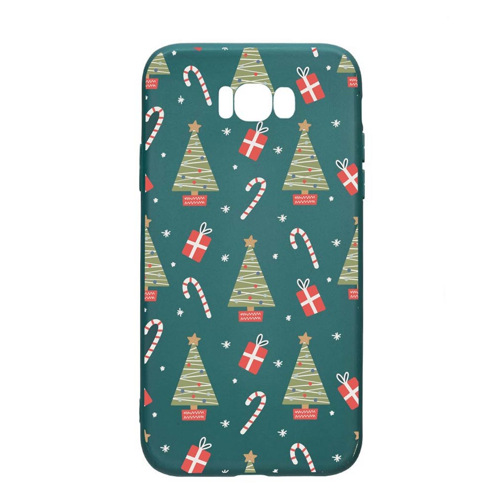 Husa Silicon Compatibila cu Samsung Galaxy S8, Christmas Pattern, rezistenta la uzura, anti-alunecare, ForestGreen, FG873