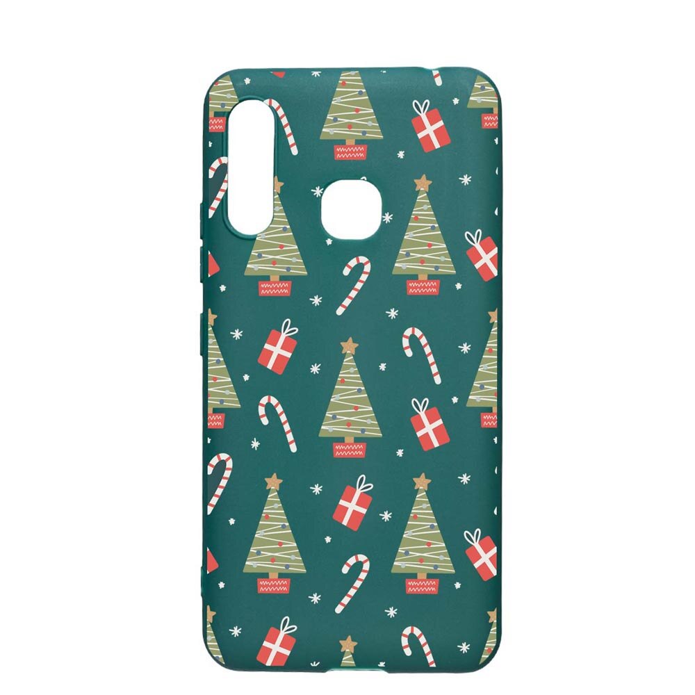 Husa Silicon Compatibila cu Samsung Galaxy A70e, Christmas Pattern, rezistenta la uzura, anti-alunecare, ForestGreen, FG873