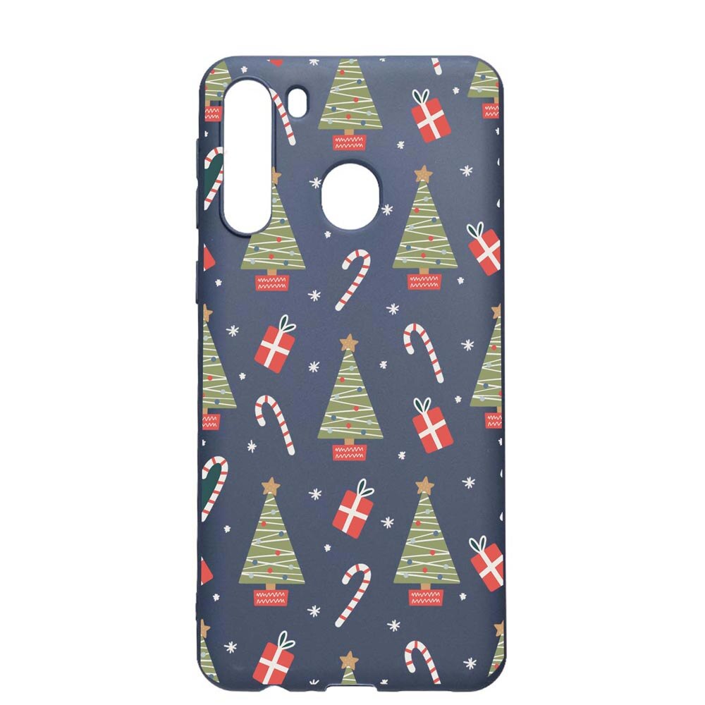 Husa Silicon Compatibila Cu Samsung Galaxy A21, Christmas Pattern, rezistenta la uzura, anti-alunecare, AlaskanBlue, AB873