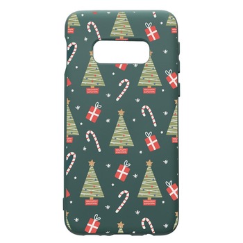 Husa Premium Silicon Compatibila Cu Samsung Galaxy S10e, Christmas Pattern, cu interiorul din material textil, protectie camera, Forest Green, PFG873 Husa Premium Silicon Compatibila Cu Samsung Galaxy S10e, Christmas Pattern, cu interiorul din material textil, protectie camera, Forest Green, PFG873