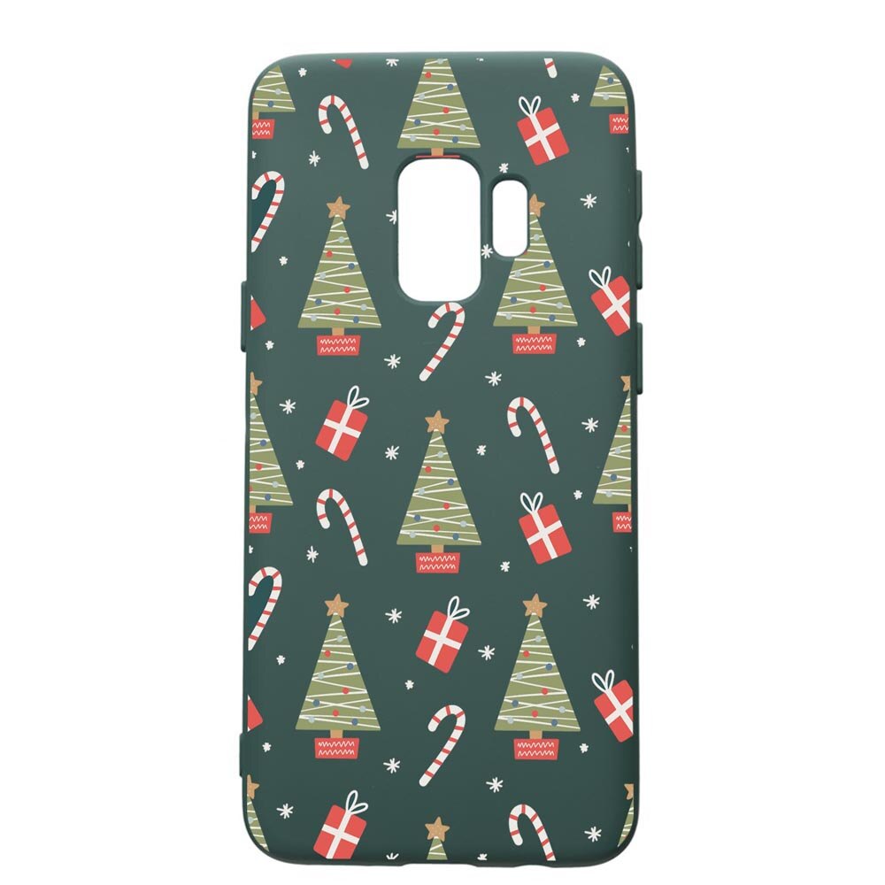 Husa Premium Silicon Compatibila Cu Samsung Galaxy S9, Christmas Pattern, cu interiorul din material textil, protectie camera, Forest Green, PFG873
