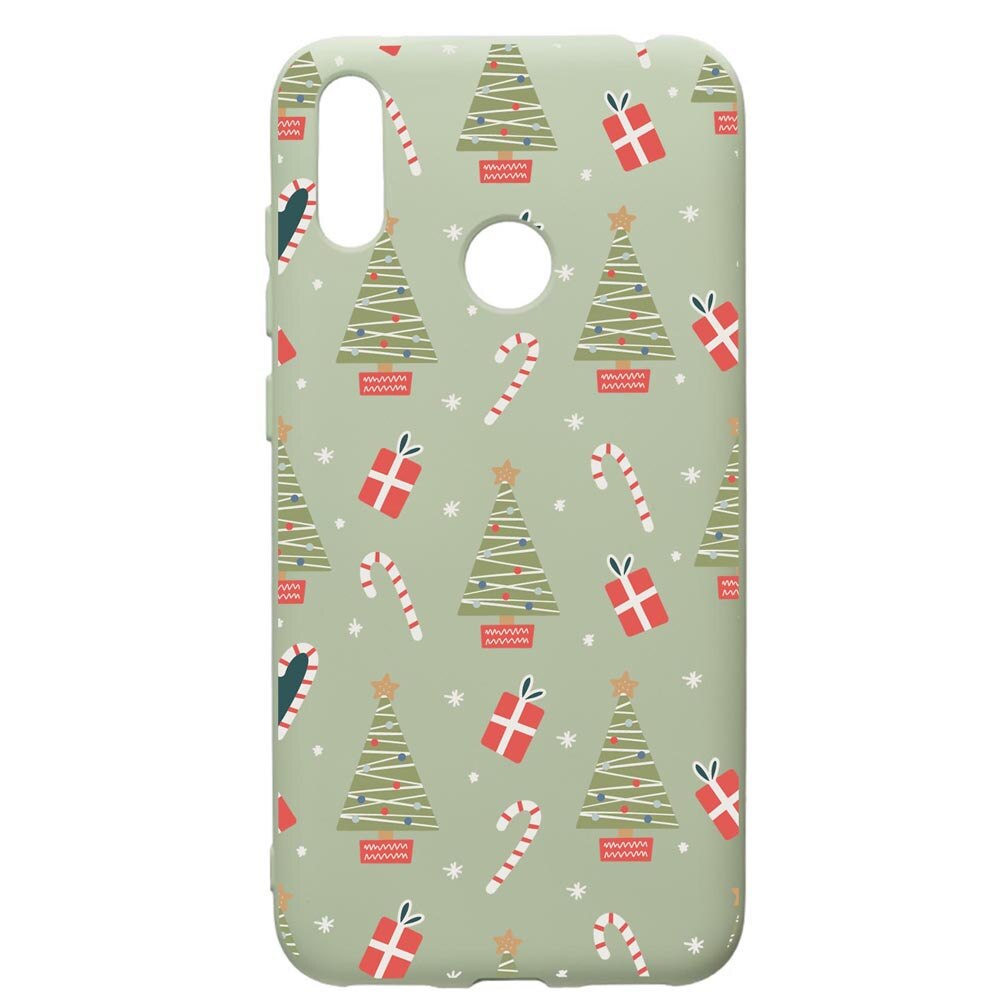 Husa Premium Silicon Compatibila Cu Huawei Y7 2019, Christmas Pattern, cu interiorul din material textil, protectie camera, Beryl, PGR873