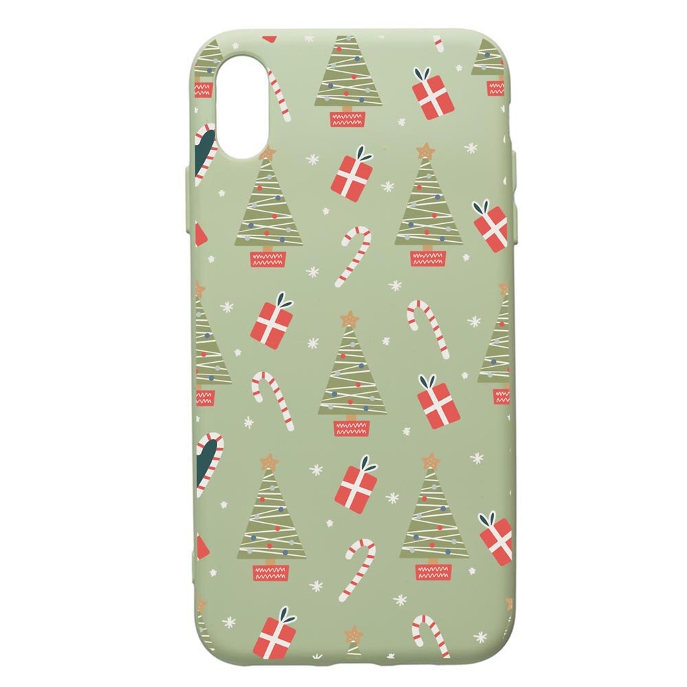 Husa Premium Silicon Compatibila Cu Apple iPhone XS Max, Christmas Pattern, cu interiorul din material textil, protectie camera, Beryl, PGR873