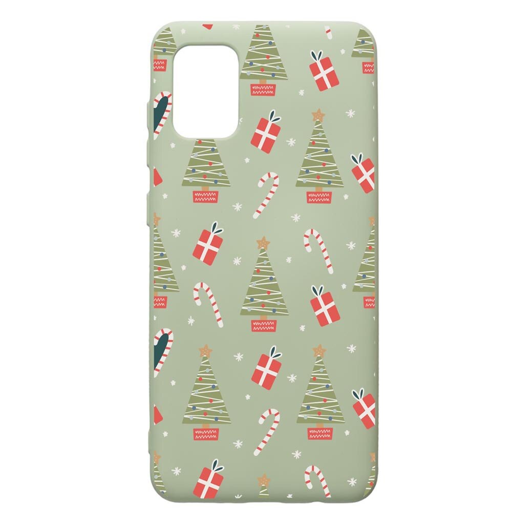 Husa Premium Silicon Compatibila Cu Samsung Galaxy A41, Christmas Pattern, cu interiorul din material textil, protectie camera, Beryl, PGR873