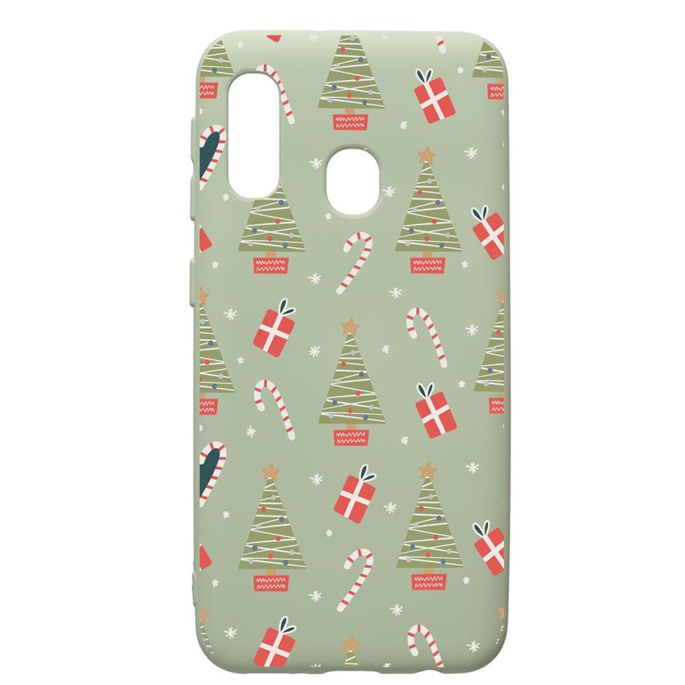 Husa Premium Silicon Compatibila Cu Samsung Galaxy A40, Christmas Pattern, cu interiorul din material textil, protectie camera, Beryl, PGR873