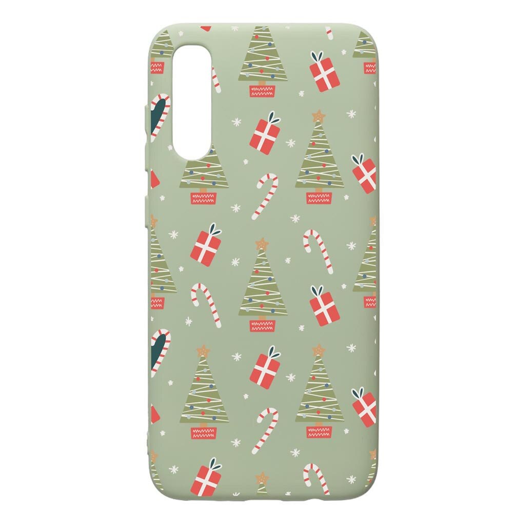 Husa Premium Silicon Compatibila Cu Samsung Galaxy A70, Christmas Pattern, cu interiorul din material textil, protectie camera, Beryl, PGR873