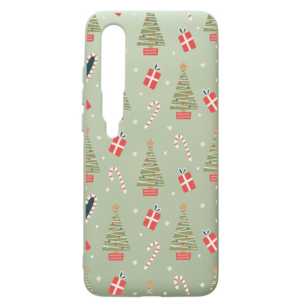 Husa Premium Silicon Compatibila Cu Xiaomi Mi 10 / Mi 10 Pro, Christmas Pattern, cu interiorul din material textil, protectie camera, Beryl, PGR873