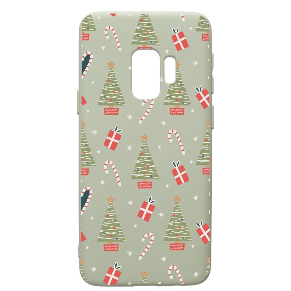 Husa Premium Silicon Compatibila Cu Samsung Galaxy S9, Christmas Pattern, cu interiorul din material textil, protectie camera, Beryl, PGR873